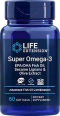 Super Omega-3 EPA/DHA Fish Oil, Sesame Lignans & Olive Extract - 60 softgels