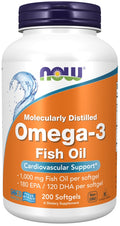 Omega-3 Fish Oil, Molecularly Distilled - 200 softgels