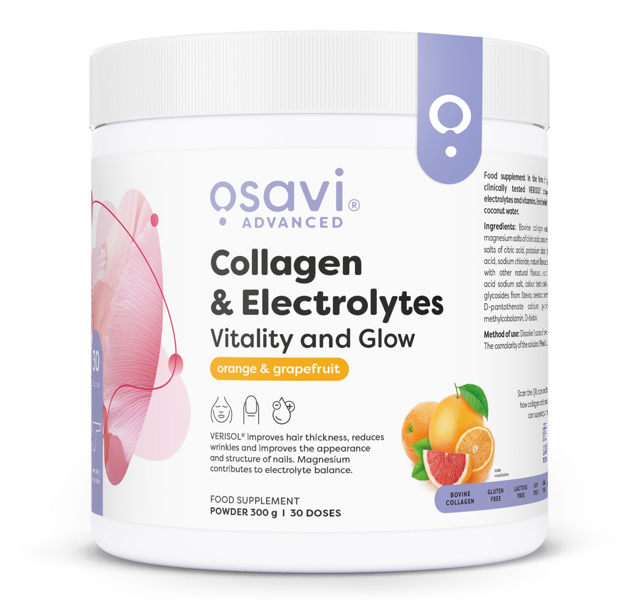 Collagen Electrolytes Vitality and Glow, Orange & Grapefruit - 300g