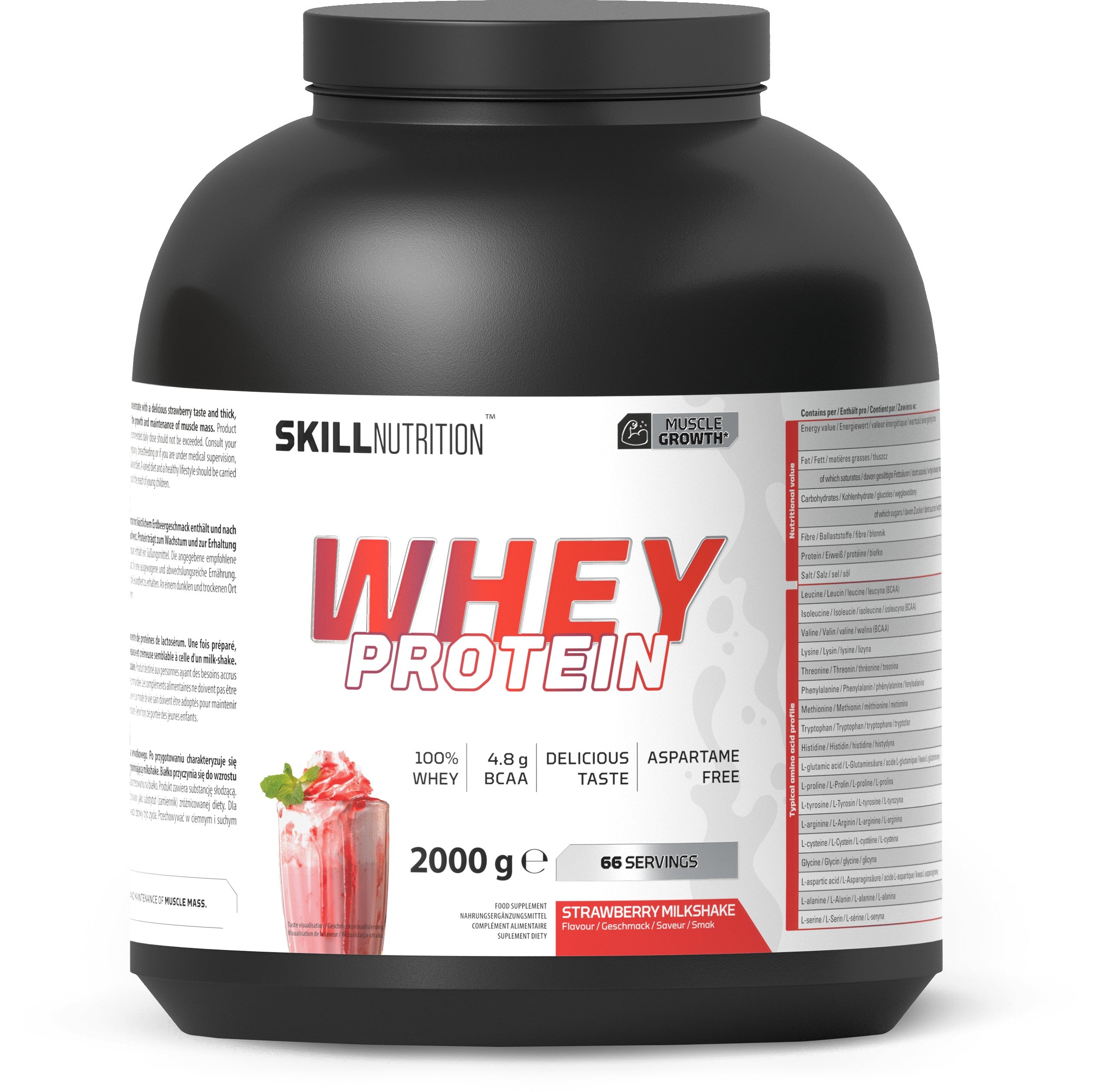 Whey Protein Powder, Strawberry Milkshake - 2000g